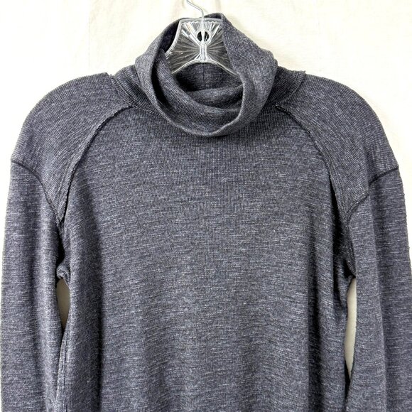 We The Free People Sweater Womens Sz L Charcoal Split Back Cowl Neck Knit Top - Picture 4 of 11